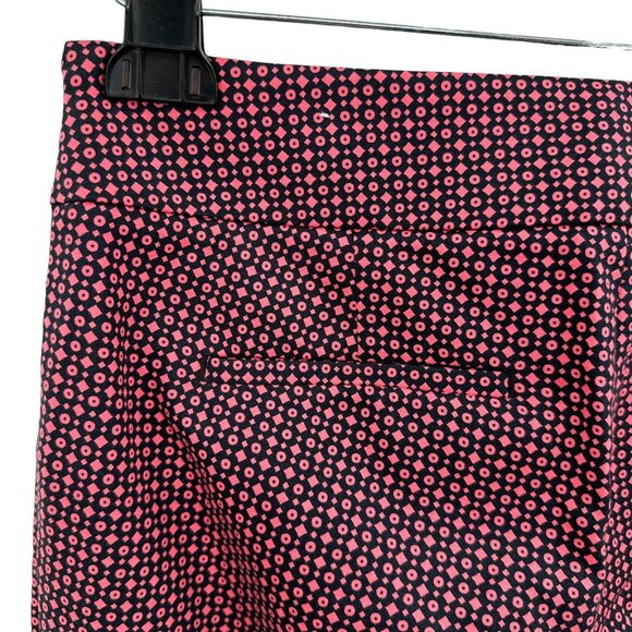LOFT Marisa Pants 2 Blue Pink Geometric Print Slim Ankle Stretch Career - Picture 6 of 8